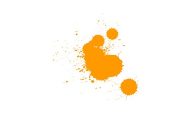 turuncu suluboya fırça damla sıçrama beyaz arkaplan grunge tarzı sanatsal sıçrama