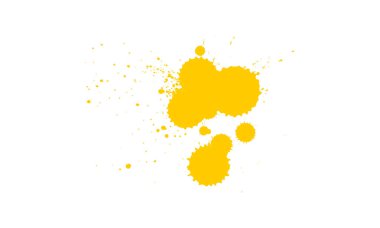 Sarı suluboya fırça beyaz arkaplana sanatsal grunge stili sıçrattı