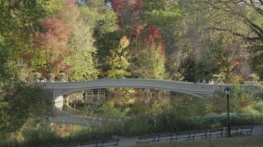Central Park 'taki Bow Köprüsü Sonbahar Yaprakları sırasında Manhattan, New York, ABD
