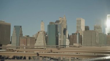 Brooklyn Köprüsü ve Manhattan Skyline in the Morning Manhattan, New York City, ABD