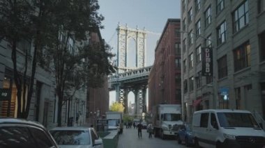 DUMBO - Manhattan Köprüsü 'nün Altında Sabah Brooklyn, New York City, ABD