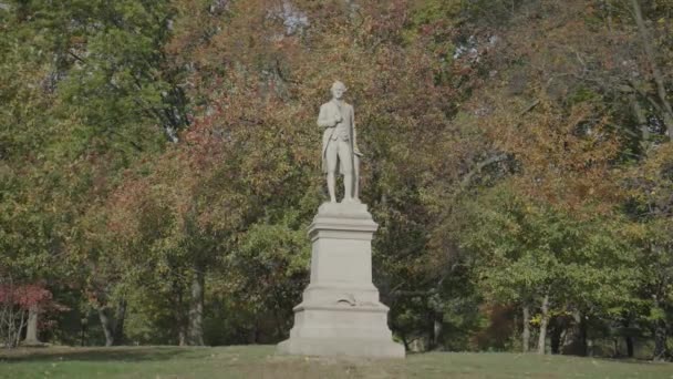 Alexander Hamilton Monumento Central Park Fall Manhattan Nova York Eua — Vídeo de Stock