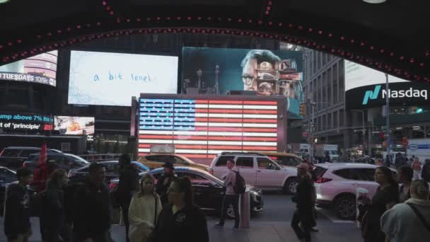 Światła Led Flagi Amerykańskiej Times Square Manhattan Nowy Jork Stany — Wideo stockowe