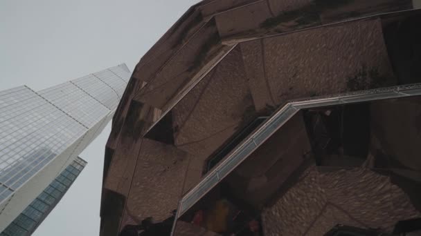 Vessel Honeycomb Shaped Architecture Landmark Spiral Staircase Hudson Yards Manhattan — Stockvideo