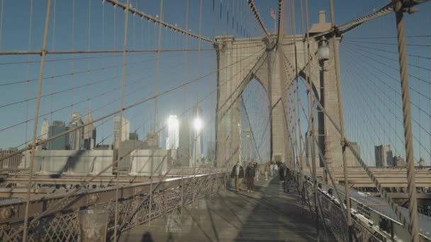 Brooklyn Bridge Und Manhattan Skyline Morgen Manhattan New York City — Stockvideo