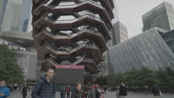 Vessel Honeycomb Shaped Architecture Landmark Spiral Staircase Hudson Yards Manhattan — Αρχείο Βίντεο