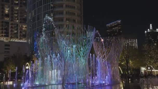 Klyde Warren Park Water Fountain Splash Pad Στο Ντάλας Τέξας — Αρχείο Βίντεο