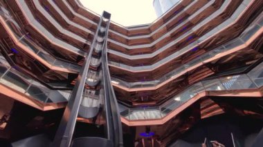 Hudson Yards Manhattan, New York City 'deki Spiral Merdiven Taşıyıcı Bal Tarlası Mimari Tarihi Eserler