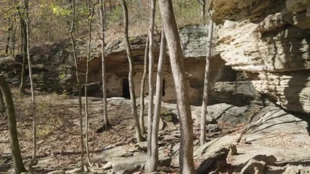 Печера Місячників Водоспад Поблизу Дияволів Парку Штату Арканзас Сша — стокове відео