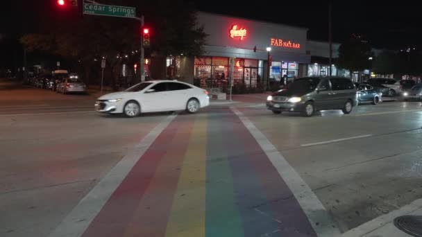 Rainbow Crosswalks Gay Lgbt Community Neighborhood Oak Lawn Cedar Springs — Vídeos de Stock