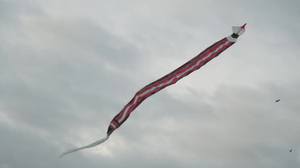 バリの伝統的な凧 Jangan Bean Bali Kite Festival夏の空スローモーション — ストック動画
