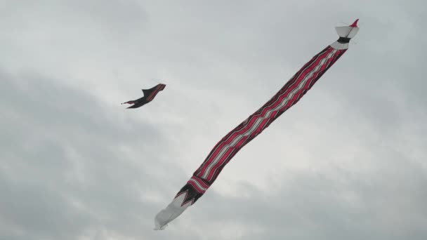 バリの伝統的な凧 Jangan Bean Bali Kite Festival夏の空スローモーション — ストック動画