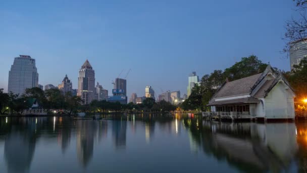 Bangkok Thailand Lumphini Lumpini Lumpinee Park Lake Sunrise Time Lapse — Stockvideo