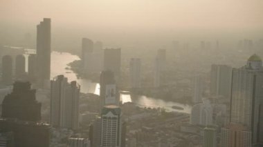 View Bangkok Thailand Cityscape Skyline From High Above Around Sunset
