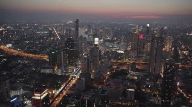 View Bangkok Thailand Cityscape Skyline From High Above Around Sunset