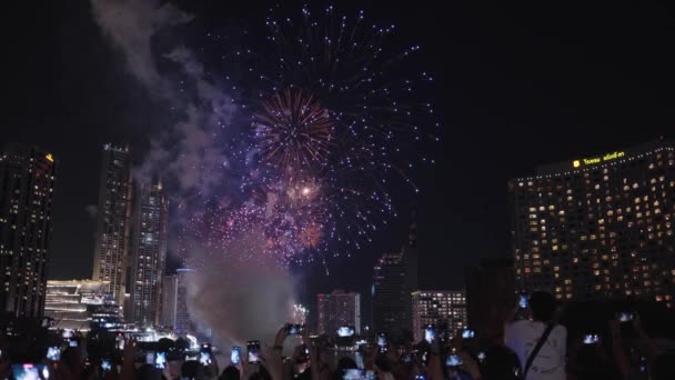 New Year Eve Beautiful Fireworks Display Chao Phraya River Iconsiam — Wideo stockowe