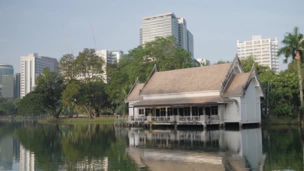Bangkok Thailand Lumphini Lumpini Lumpinee Park Lake Morning — Stockvideo