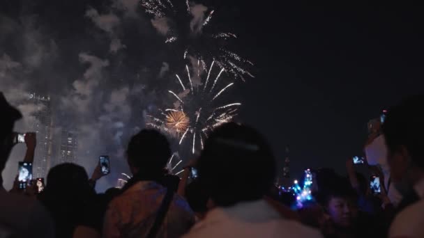 New Year Eve Beautiful Fireworks Display Chao Phraya River Iconsiam — Vídeo de stock