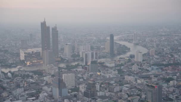 View Bangkok Thailand Cityscape Skyline High Sunset — Vídeo de Stock