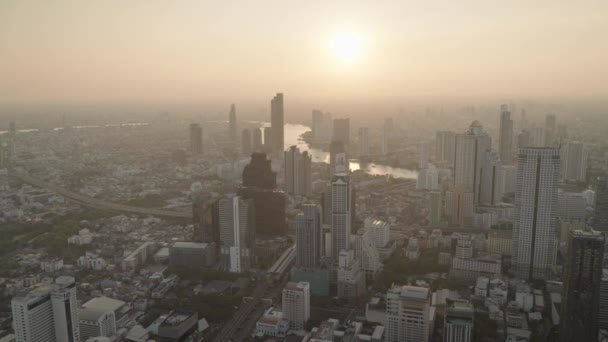 View Bangkok Thailand Cityscape Skyline High Sunset – stockvideo