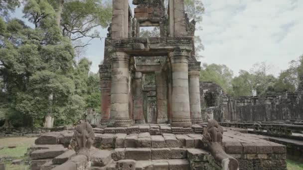 Preah Khan Temple Complex Angkor Archaeological Park Ancient Khmer Empire — Stock Video