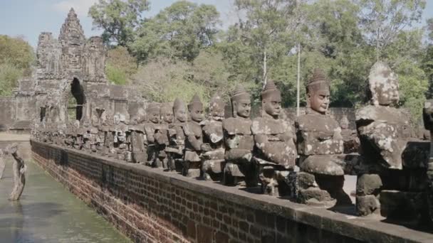 Southern Gate Angkor Thom Tonle Gate Angkor Wat Ancient Temple — Stockvideo