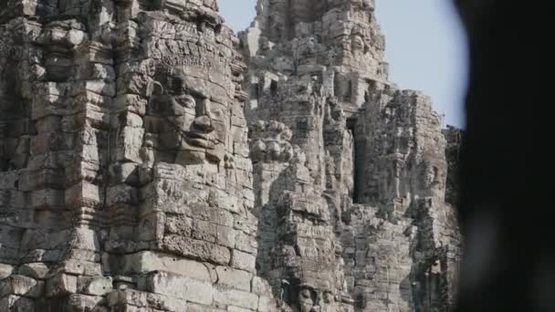 Bayon Decorated Khmer Empire Temple Buddhism Angkor Siem Reap Cambodia — стоковое видео