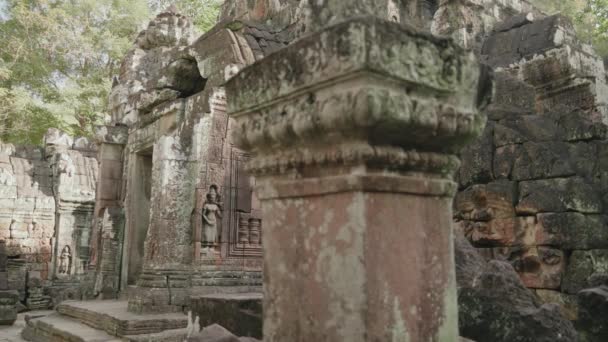 Khmer Temple Som Ruins 12Th Century Buddhist Temple Intricate Carvings — Stockvideo