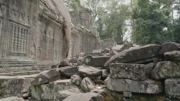 Preah Khan Temple Complex Angkor Archaeological Park Ancient Khmer Empire — Stock Video