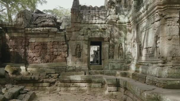 Khmer Temple Som Ruins 12Th Century Buddhist Temple Intricate Carvings — Video Stock