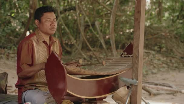 Cambodian Men Playing Khmer Traditional Music Cultural Traditions Siem Reap — Vídeo de stock