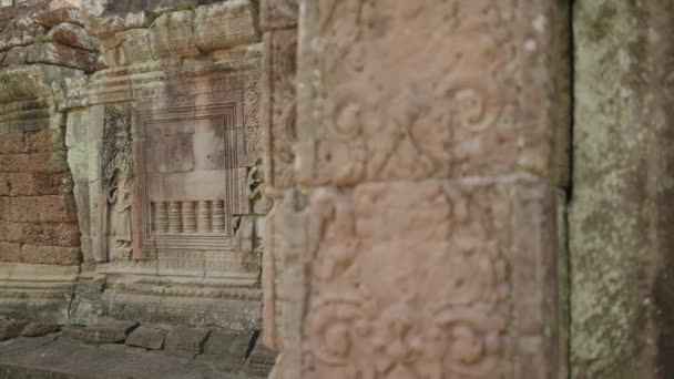 Khmer Temple Som Ruins 12Th Century Buddhist Temple Intricate Carvings — 图库视频影像