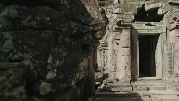 Khmer Temple Som Ruins 12Th Century Buddhist Temple Intricate Carvings — Stock video