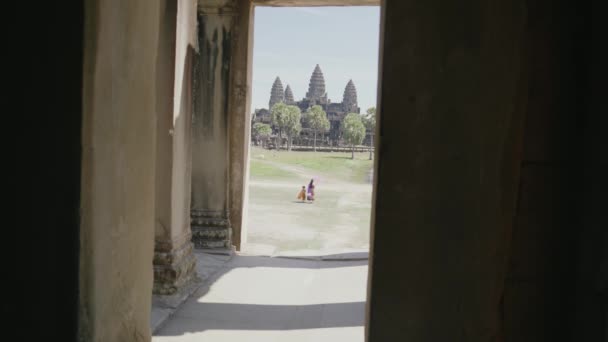 Hallway Angkor Wat Siem Reap Cambodia Shadow Light — Vídeo de stock