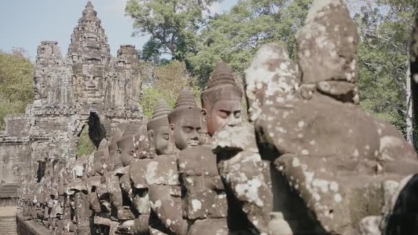 Southern Gate Angkor Thom Tonle Gate Angkor Wat Ancient Temple — Vídeos de Stock