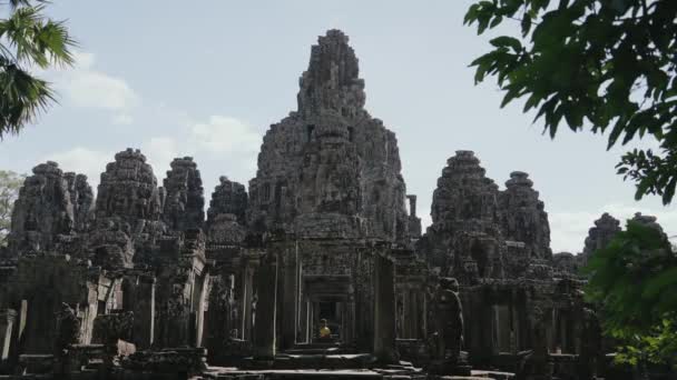 Bayon Decorated Khmer Empire Temple Buddhism Angkor Siem Reap Cambodia — Stock Video