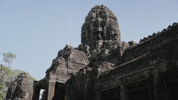 Bayon Decorated Khmer Empire Temple Buddhism Angkor Siem Reap Cambodia — стоковое видео