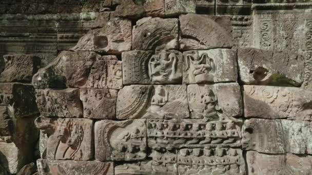 Khmer Temple Som Ruins 12Th Century Buddhist Temple Intricate Carvings — Stock video