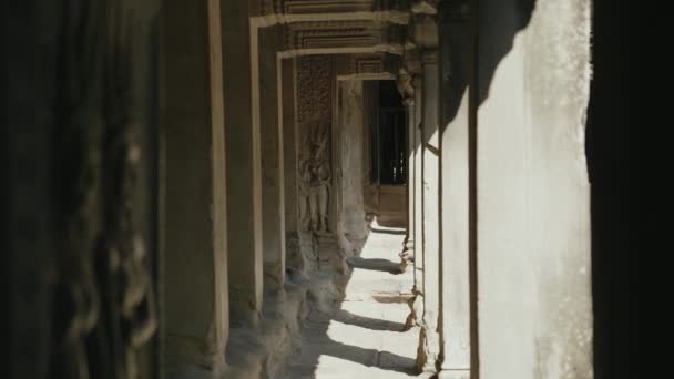 Hallway Angkor Wat Siem Reap Cambodia Shadow Light — Vídeo de Stock