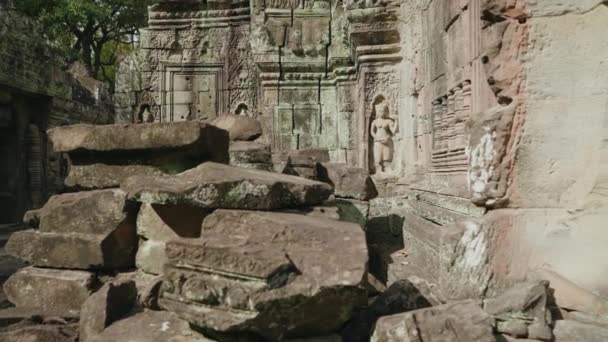 Khmer Temple Som Ruins 12Th Century Buddhist Temple Intricate Carvings — Stock Video