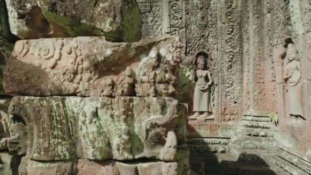 Khmer Temple Som Ruins 12Th Century Buddhist Temple Intricate Carvings — Video Stock