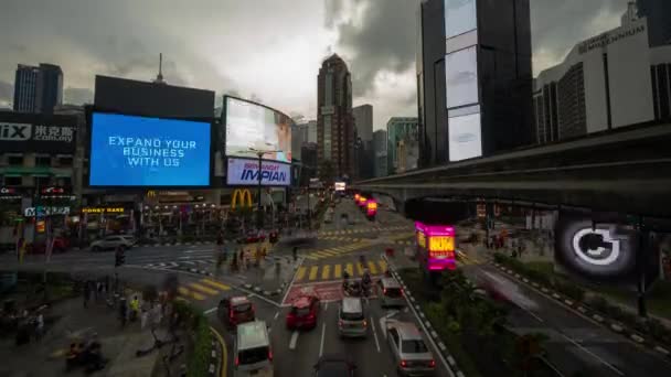 Kuala Lumpur Malaysia Time Lapse Bukit Bintang Crossing Pedestrian Scramble — 비디오