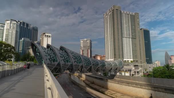 Time Lapse Pintasan Saloma Link Puente Peatonal Kuala Lumpur Malasia — Vídeos de Stock