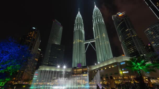 Time Lapse Petronas Towers City Center Night Skyscrapers Cityscape Kuala — Video Stock