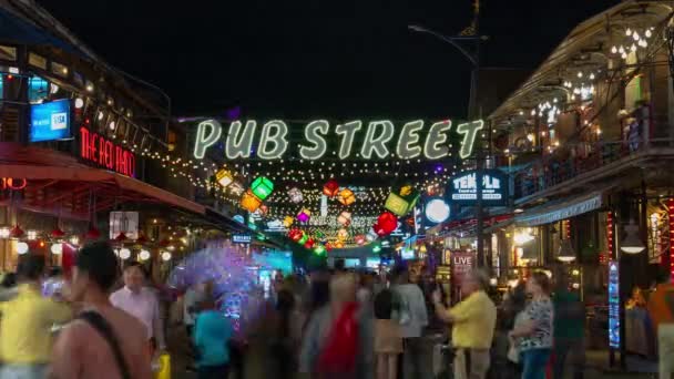 Time Lapse Pub Street Och Den Gamla Marknaden Siem Reap — Stockvideo