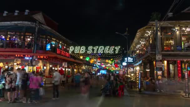Time Lapse Pub Street Old Market Siem Reap Cambodia Lively — Stockvideo