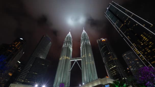 Time Lapse Petronas Towers City Center Night Skyscrapers Cityscape Kuala — ストック動画