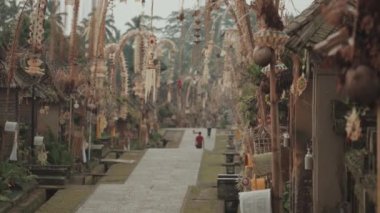 Bali, Indonesia - Penglipuran Traditional Balinese Village Decorated with Penjor for Galungan Kuningan