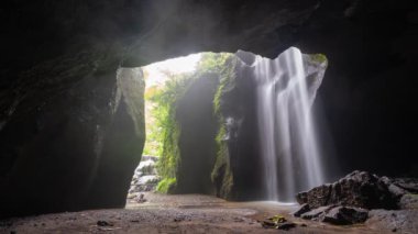 The Goa Raja Waterfall Big Water fall inside of a Cave in East Bali