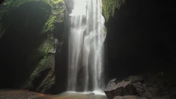 Goa Raja Waterfall Big Water Fall Cave East Bali — Stockvideo